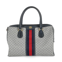 GUCCI Vintage Coated Canvas Boston Bag - Blue