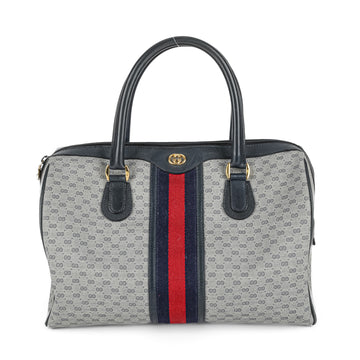 GUCCI Vintage Coated Canvas Boston Bag - Blue