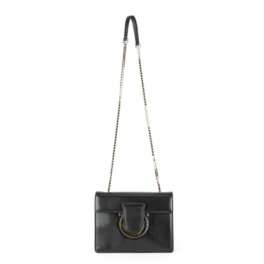 SALVATORE FERRAGAMO Thalia Black Leather Shoulder Bag