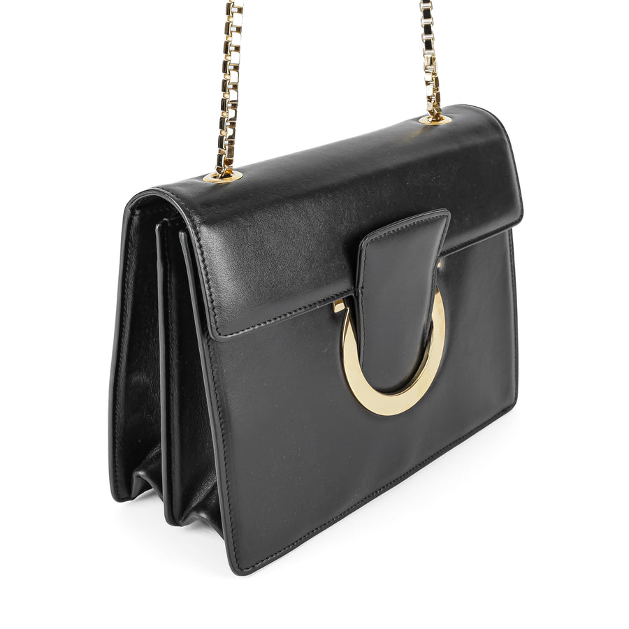 SALVATORE FERRAGAMO Thalia Black Leather Shoulder Bag