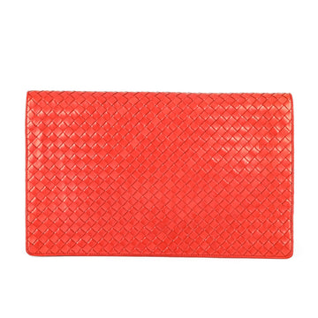 BOTTEGA VENETA Intrecciato Clutch - Orange Leather