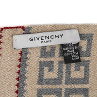 GIVENCHY Woven Wool G Scarf - Beige Grey Red