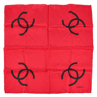 CHANEL Silk Scarf - Red with Black CC