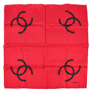 CHANEL Silk Scarf - Red with Black CC