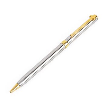 TIFFANY & CO Brass T Clip Stainless Steel Retractable Ball Point Pen