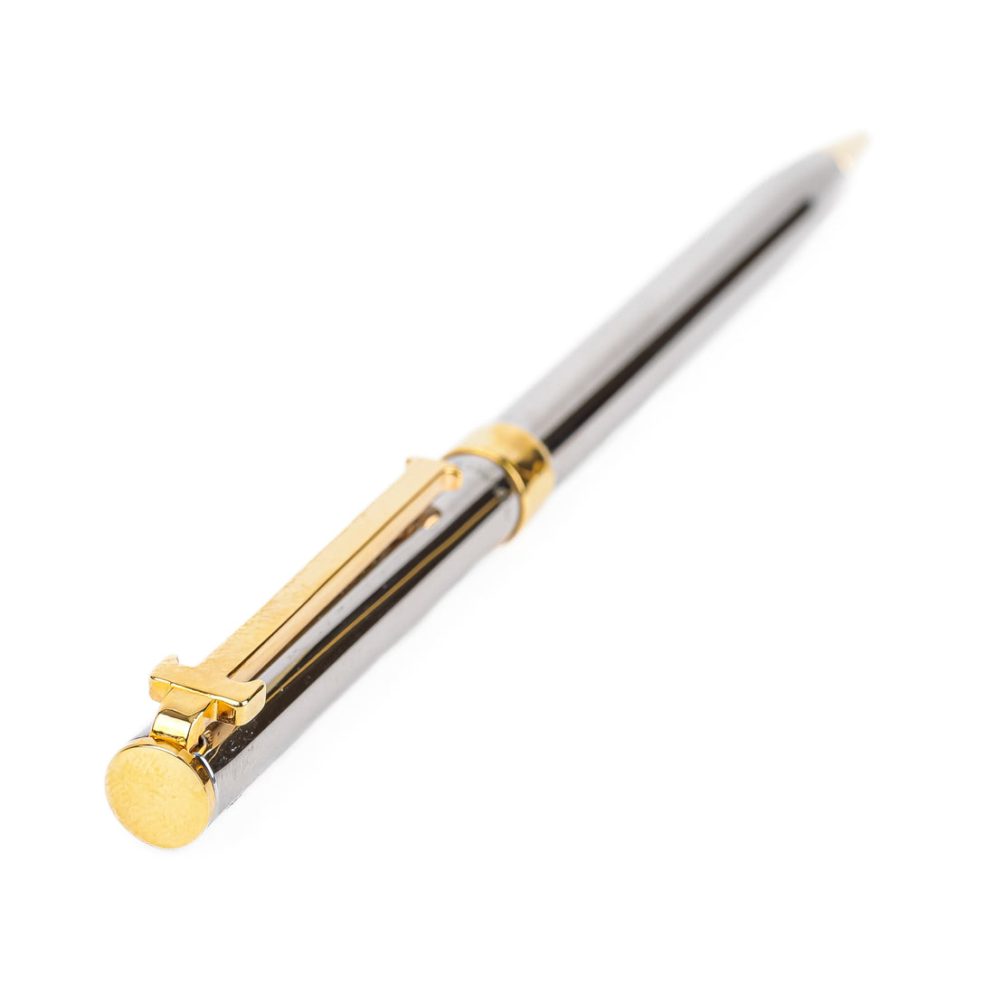TIFFANY & CO Brass T Clip Stainless Steel Retractable Ball Point Pen