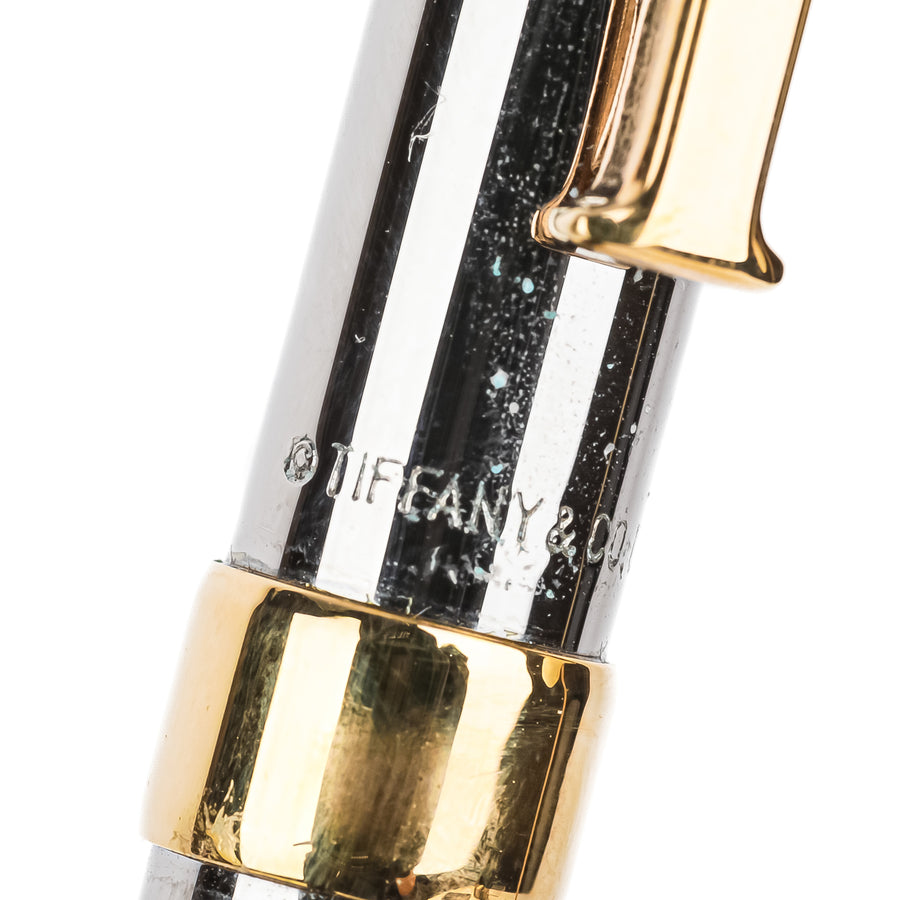 TIFFANY & CO Brass T Clip Stainless Steel Retractable Ball Point Pen