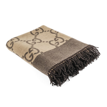 GUCCI GG Wool Cashmere Throw Blanket - Brown
