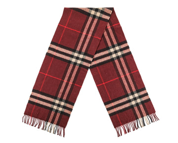 BURBERRY Cashmere Giant Check Scarf - Burgundy