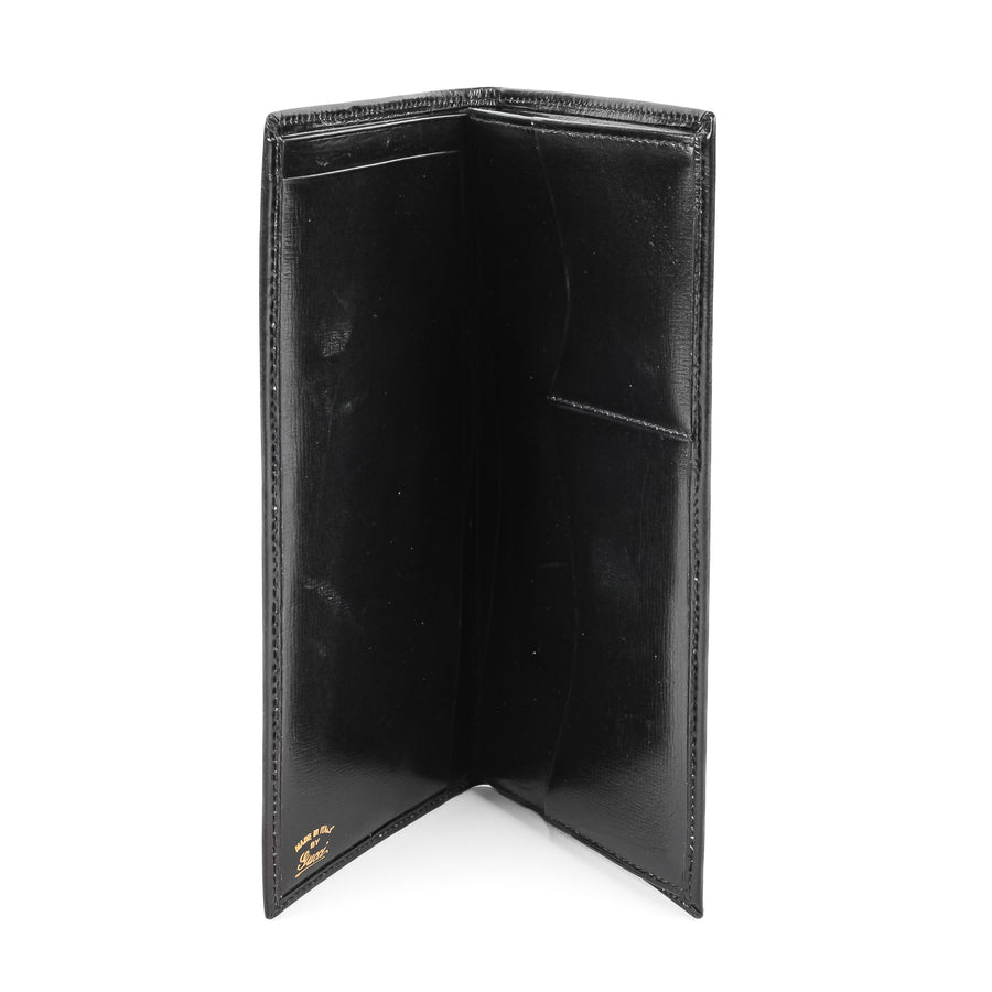 GUCCI Long Bifold Wallet - Black Leather & Stripe