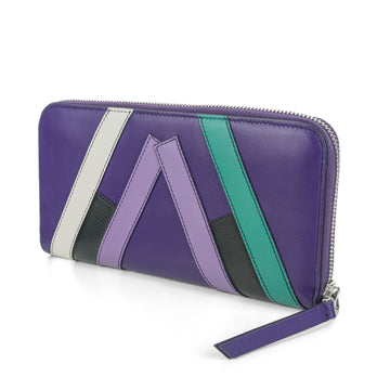 TODS Zip Around Wallet - Purple, Green, White, & Black Leather
