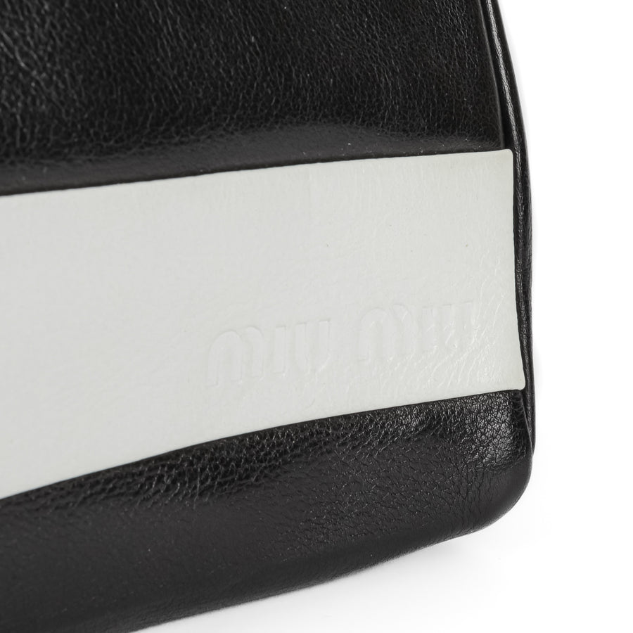 MIU MIU Black White Leather Shoulder Bag