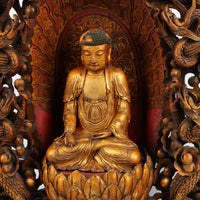 Antique Asian Gilt Wood Buddha On Elaborate Stand/Shrine