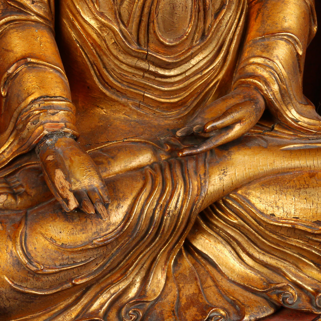 Antique Asian Gilt Wood Buddha On Elaborate Stand/Shrine