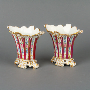 Antique Hand-Painted Spill Vases - Set of 2