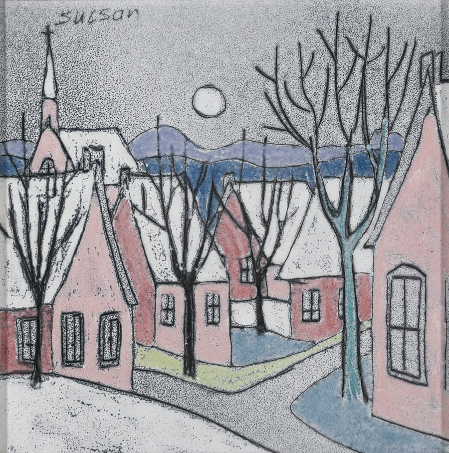 Charles Sucsan (Canadian 1932-2022)  Winter Village Scene