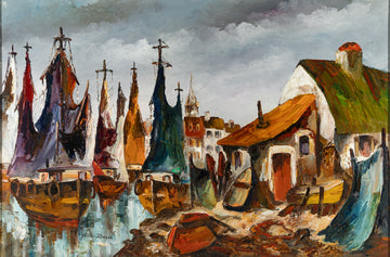 Andre Besse (Canadian 1922-2004) Boats In Harbour