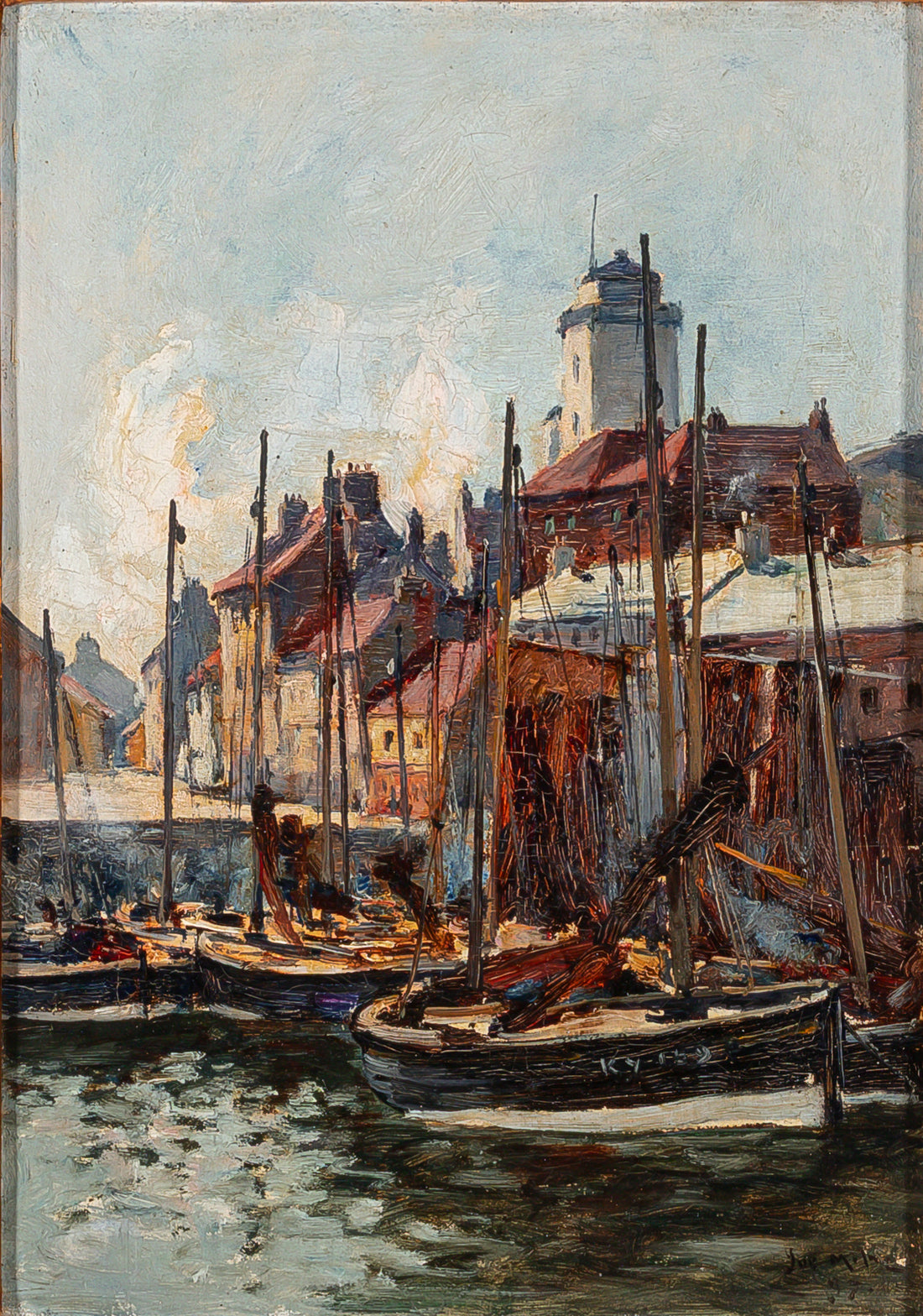 Joe Milne (Scottish 1861-1911) "Harbour Scene"