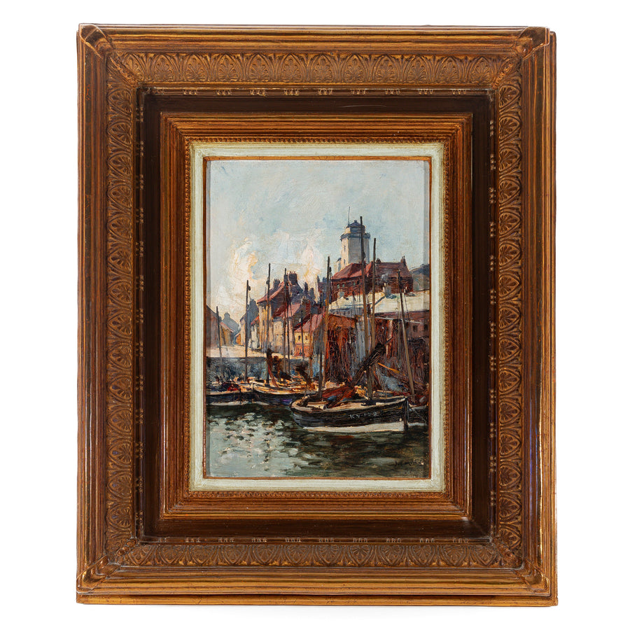 Joe Milne (Scottish 1861-1911) "Harbour Scene"