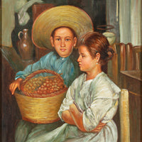 Unknown Artist - Boy & Girl With Basket Of Grapes