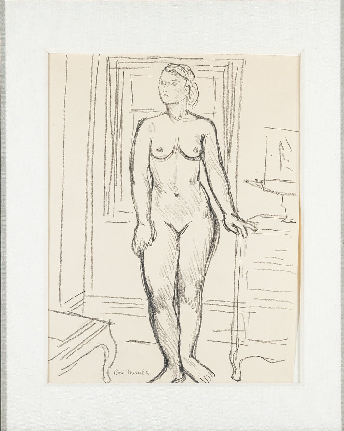 Rene Marcil (Canadian 1917-1993) Standing Nude