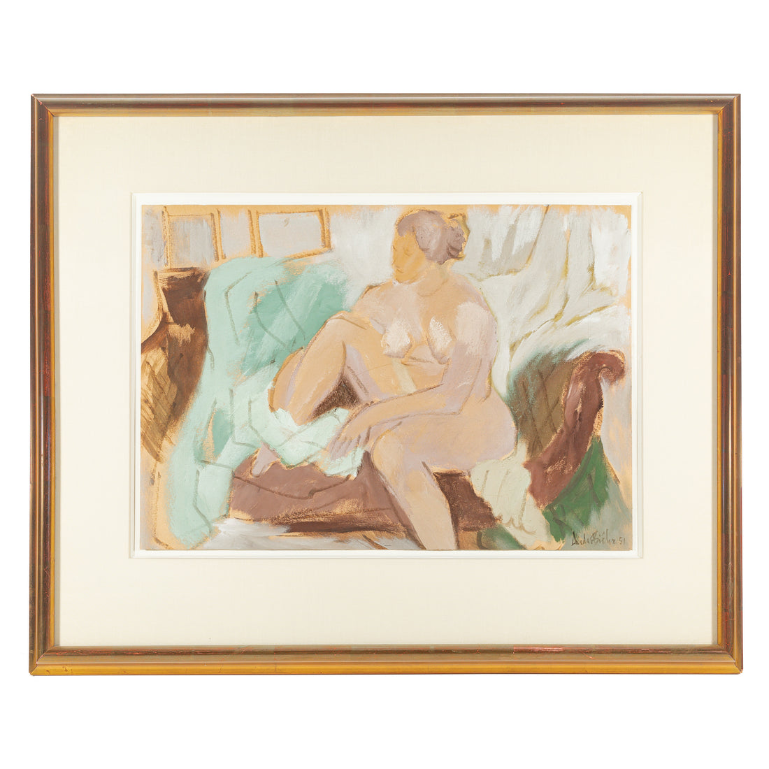 Andre Charles Bieler (Swiss Canadian 1896-1989) "Nude On Sofa"