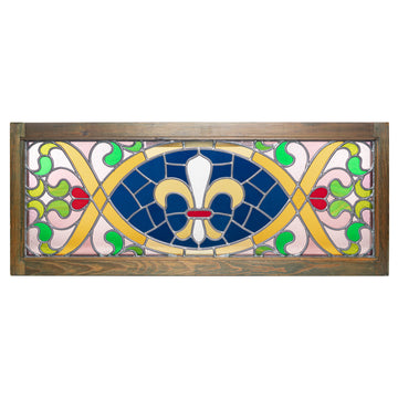 Wooden Framed Stained Glass - Fleur Di Lis