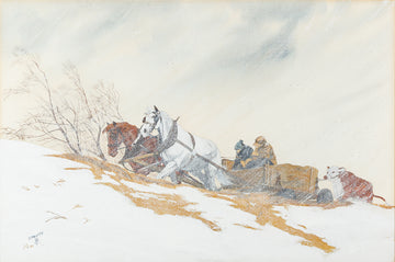 Armand Paquette (Canadian 1930) "Steep Climb" Gouache on paper