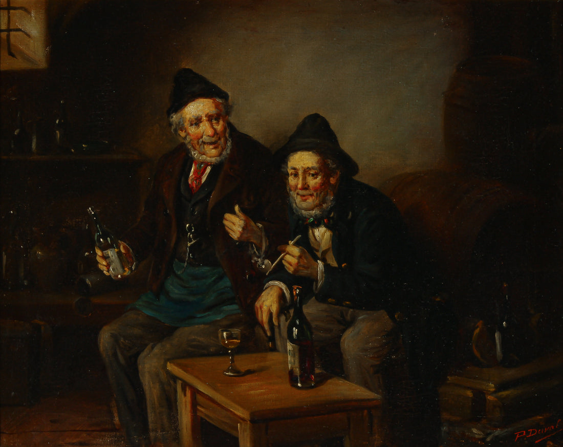 Attributed to Pierre Duval - Men with Brandy & Pipe - Oil on Canvas