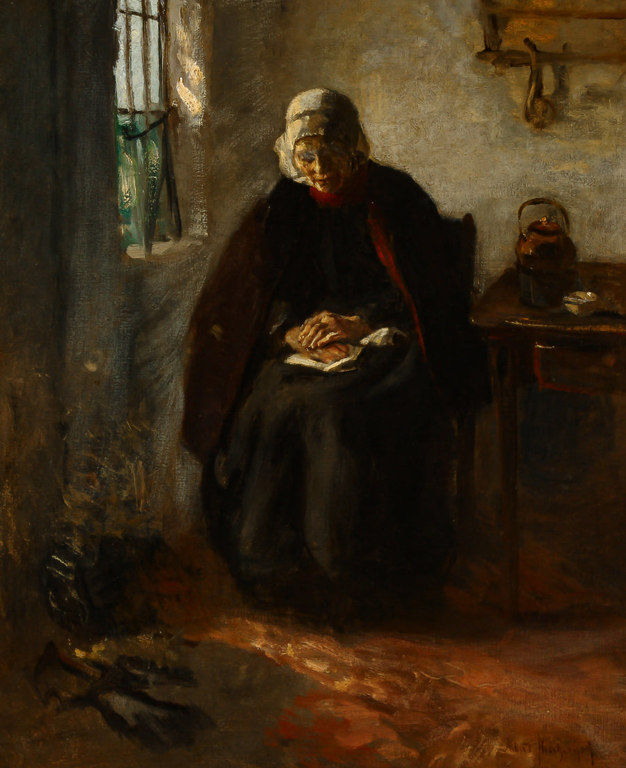 Albert Neuhuys - Woman Reading by a Window - Oil on Canvas