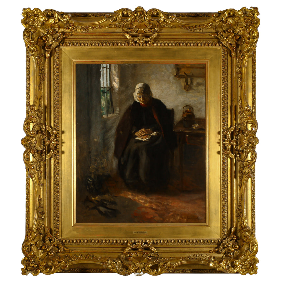 Albert Neuhuys - Woman Reading by a Window - Oil on Canvas