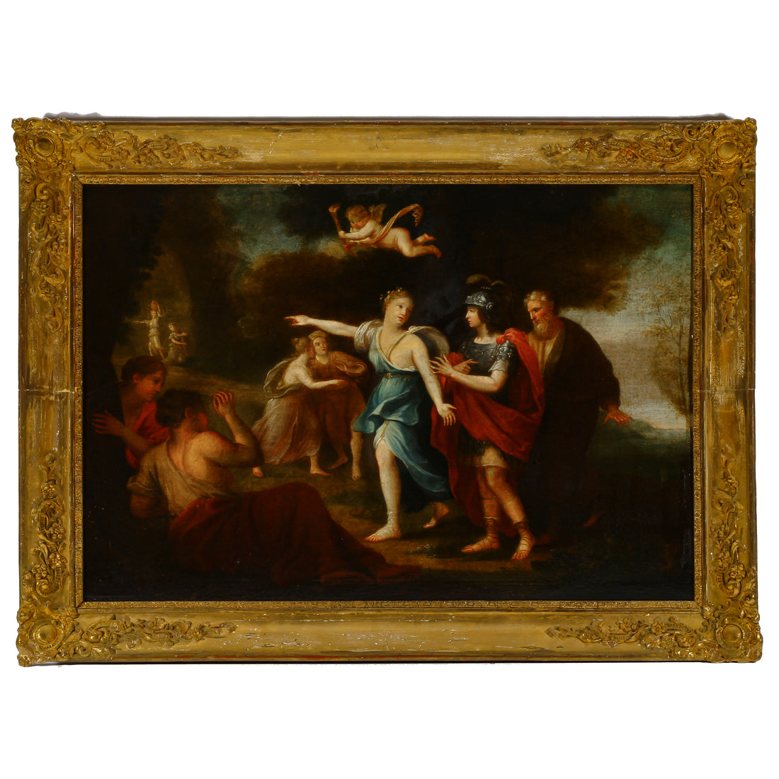 In the Manner of Angelika Kauffmann - "Mercury Leading Psyche Through a Wood" - Oil on Panel