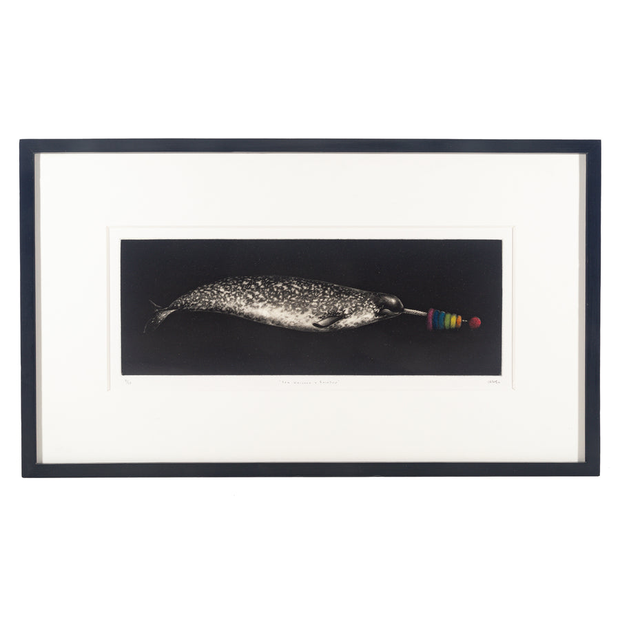 Unknown Artist, "Sea Unicorn & Rainbow" H7"xW18"