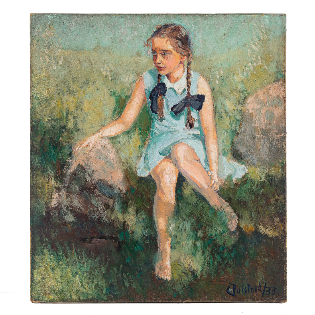 C Pulsford (20th C)                 Portrait Of Young Girl