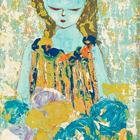 Lina Tayte (20th) Mid Century Modern Portrait Blue Lady