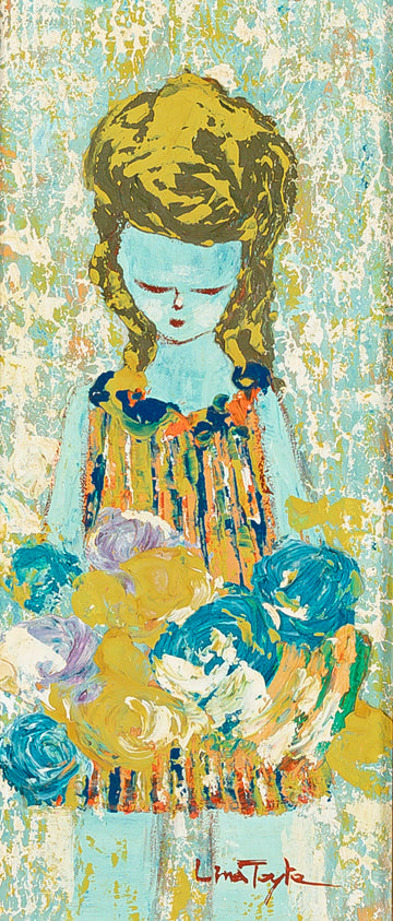 Lina Tayte (20th) Mid Century Modern Portrait Blue Lady