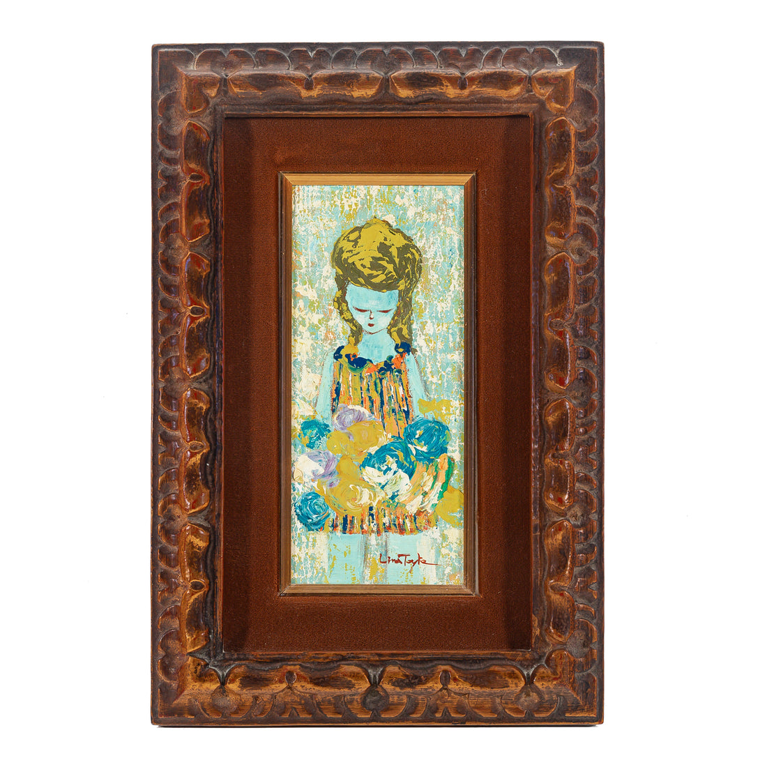 Lina Tayte (20th) Mid Century Modern Portrait Blue Lady