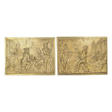 PAIR Bronze Bas Relief Plaques      "Le Duel"