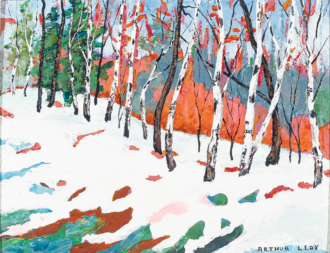 Arthur Lloy (Canadian 1929-1986)     "Hillside With Birches"