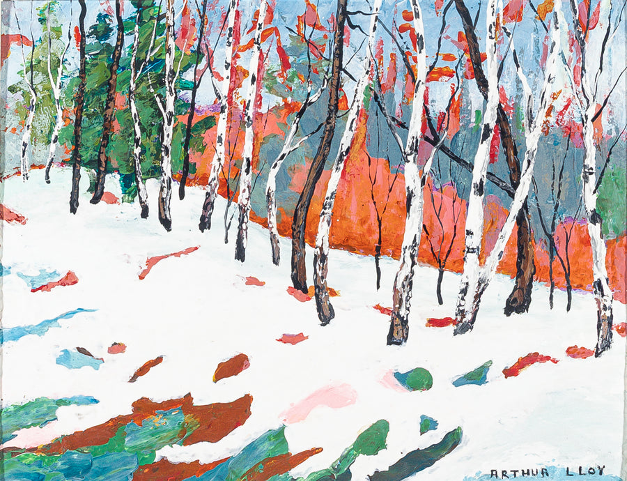 Arthur Lloy (Canadian 1929-1986)     "Hillside With Birches"