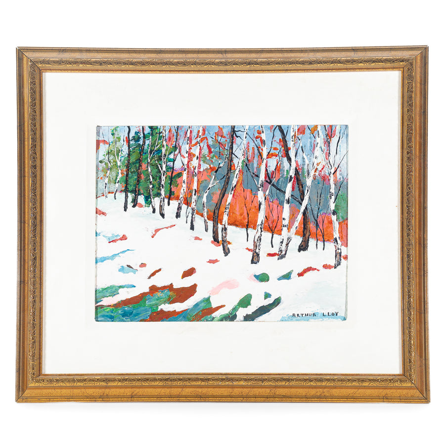 Arthur Lloy (Canadian 1929-1986)     "Hillside With Birches"