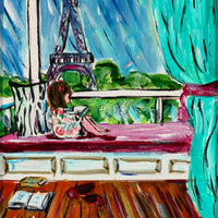 Katerina Mertikas - "Reading In Paris" - Acrylic on Canvas