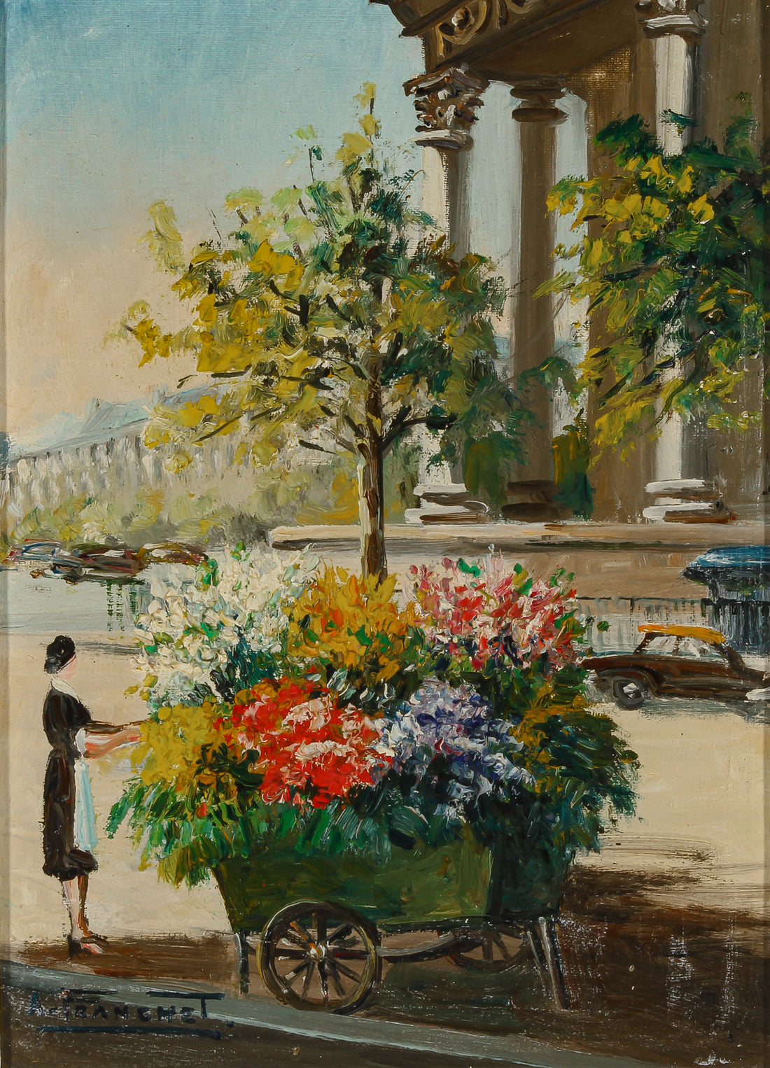 Andre Franchet - "Paris-Voiture Fleurie" - Oil on Canvas