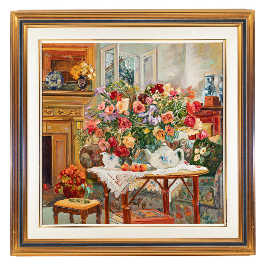 Yvette Boulanger (Canadian 1932-2015) "Tea Time In a Victorian setting" (Translation)