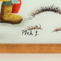L Pleh - Man Carrying Water - Oil on Glass