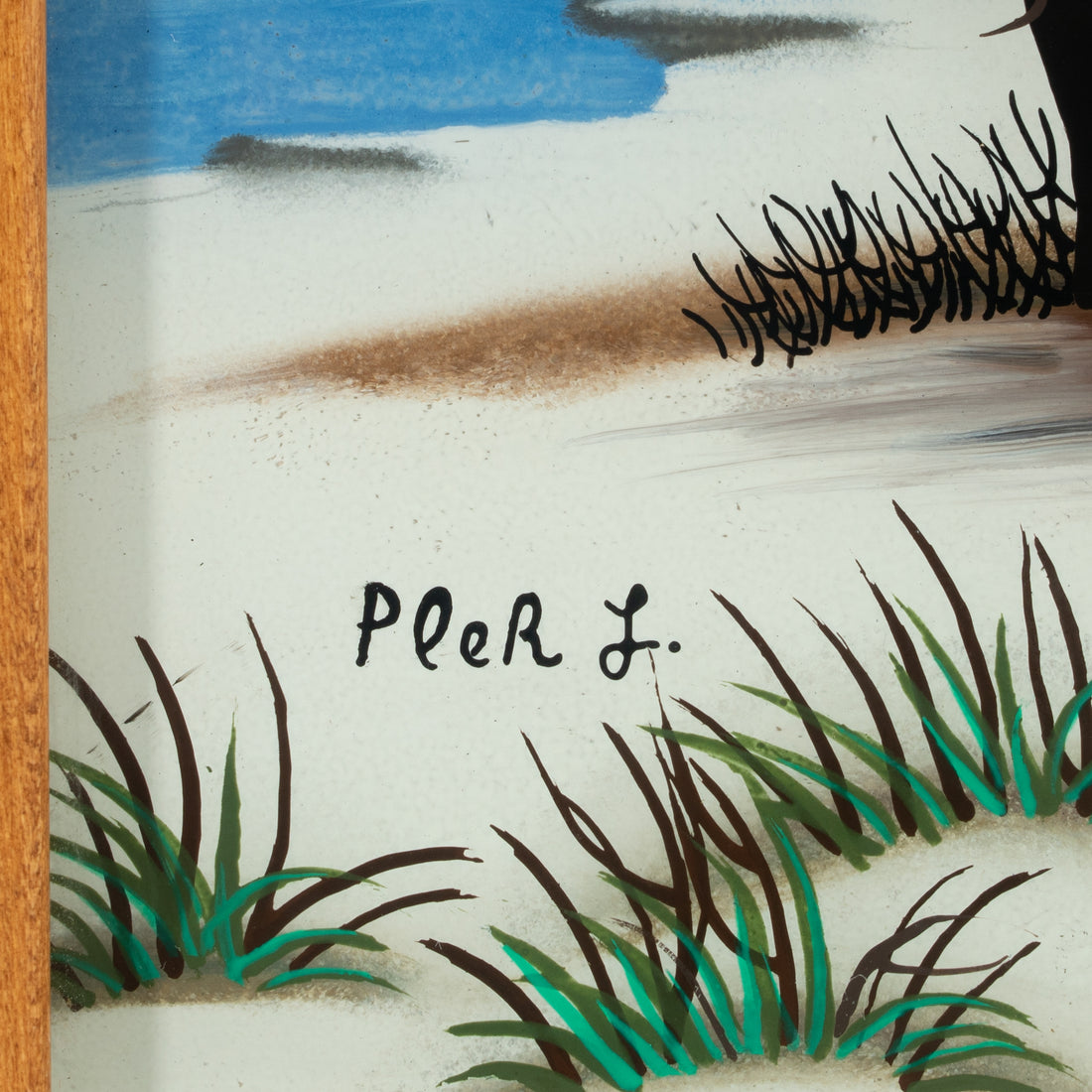 L Pleh - Man Carrying Wood - Oil on Glass