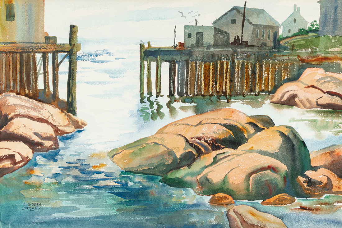 E Joseph Dreany (Canadian 1908-1961) Rocky Harbour H15"xW22"