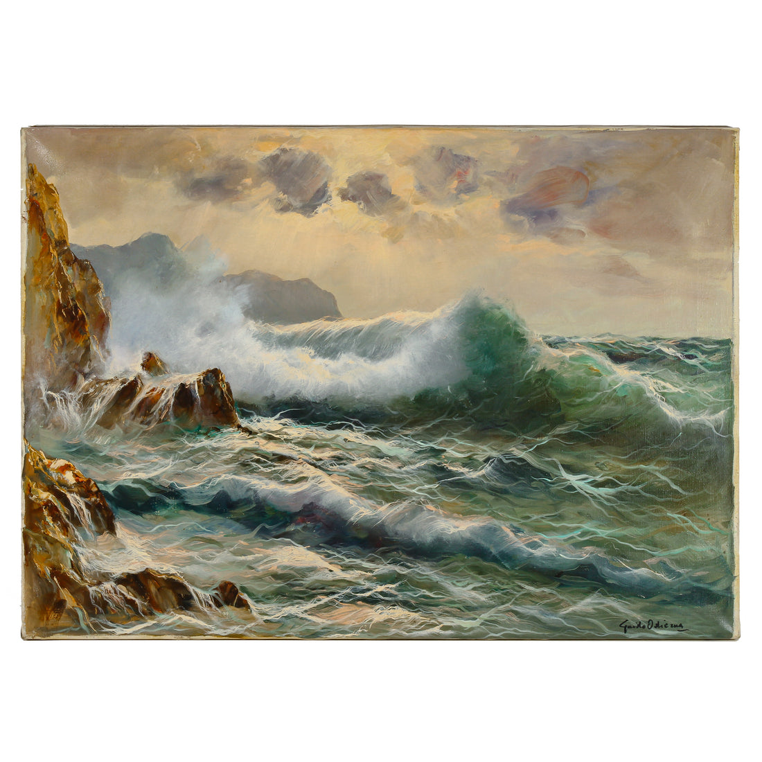 Guido Odierna - Crashing Waves Seascape - Oil on Canvas