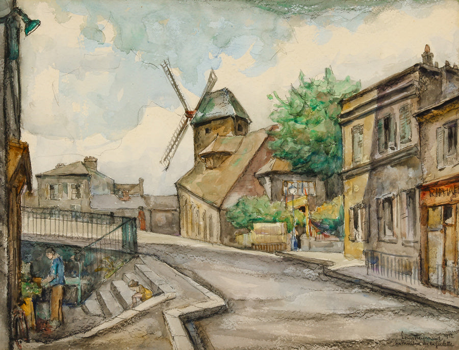 Louis Heymans - "Le Moulin De La Galette" - Watercolour on Paper