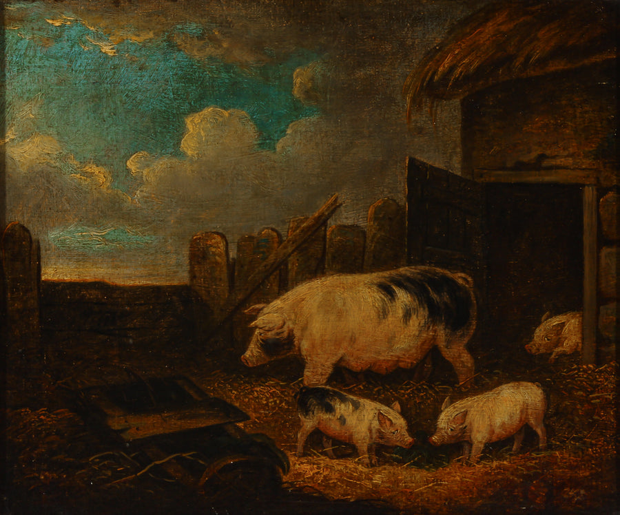 Unknown Artist - Pen of Pigs - Oil on Canvas